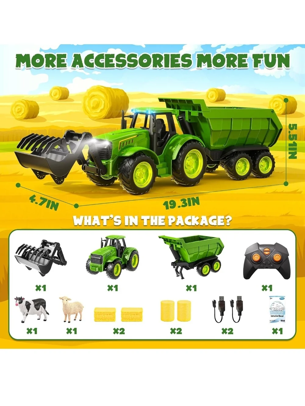 RC Farm Tractor Toy - Green